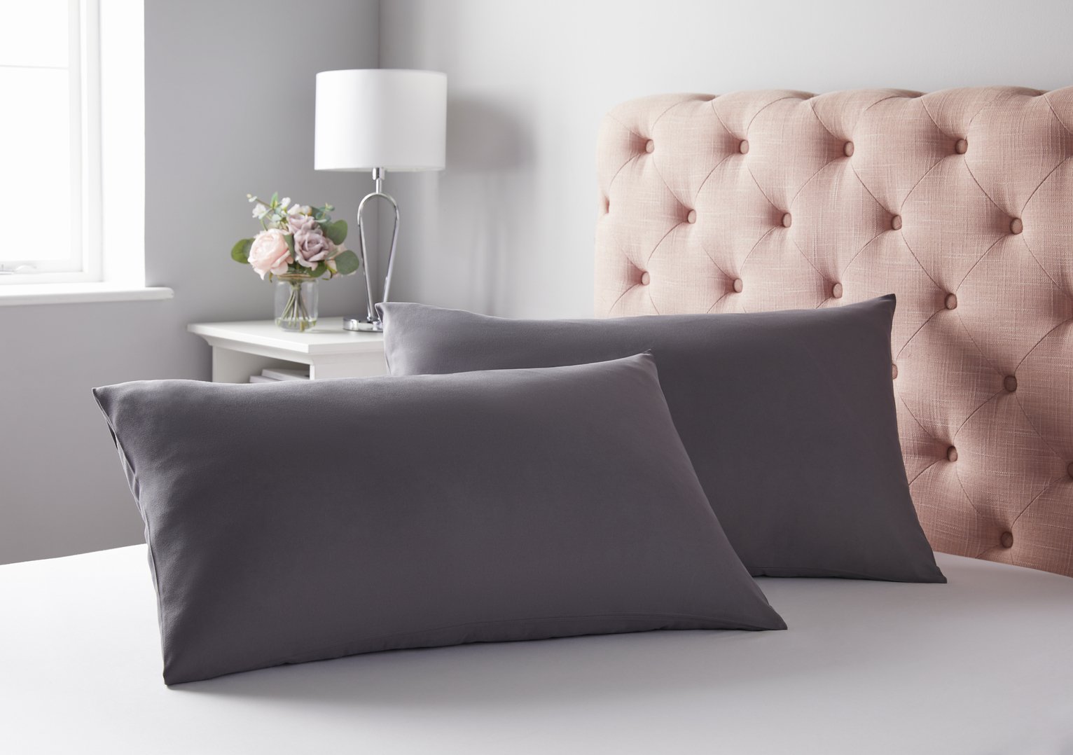 Silentnight Supersoft Standard Pillowcase Pair in Charcoal (British brand)