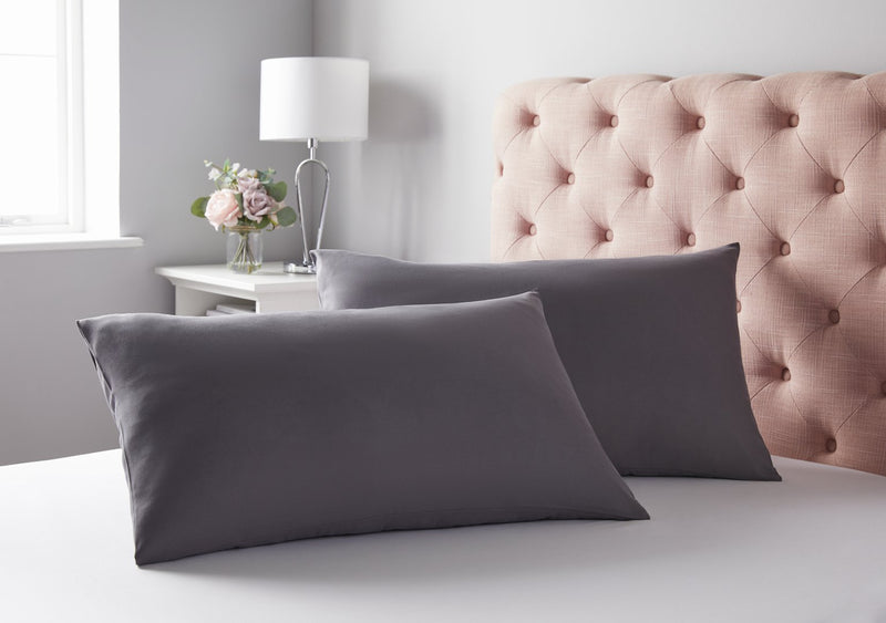 Silentnight Supersoft Standard Pillowcase Pair in Charcoal (British brand)