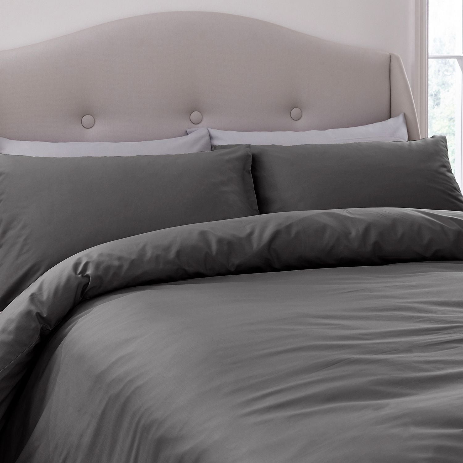 Silentnight Supersoft Standard Pillowcase Pair in Charcoal (British brand)