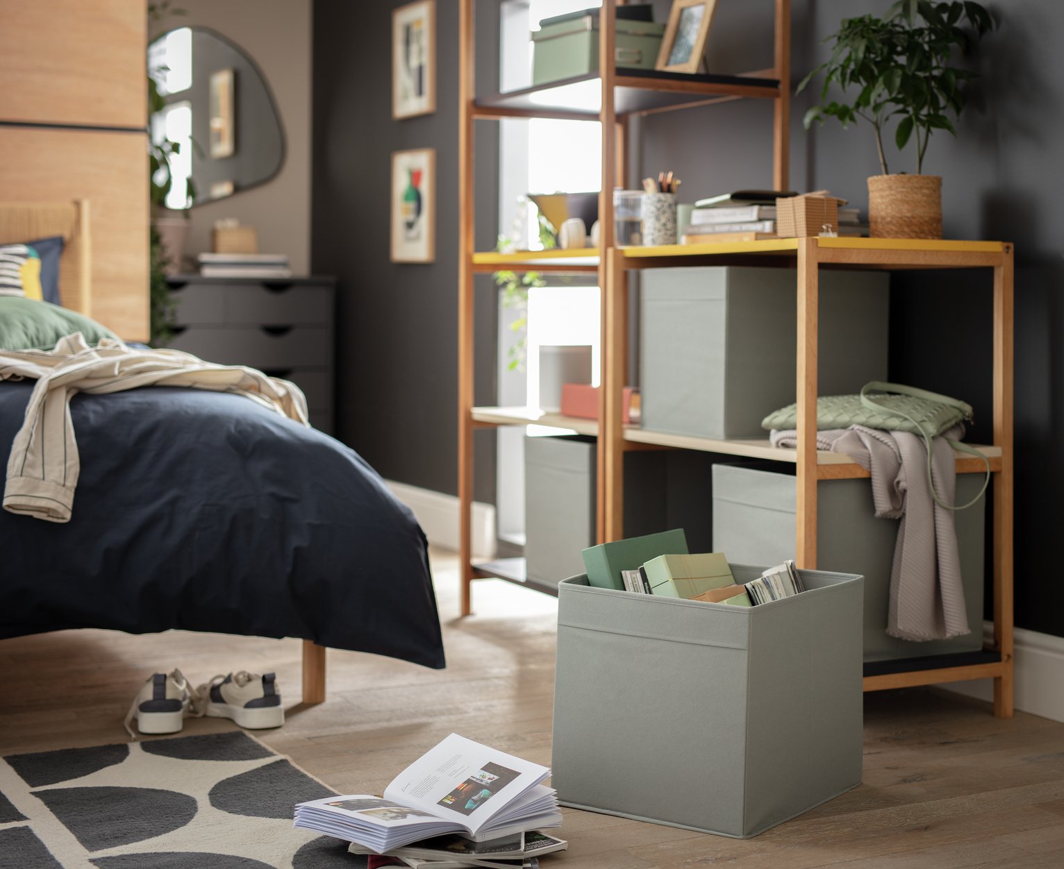 Argos Home set of 4 square plus boxes grey - British product