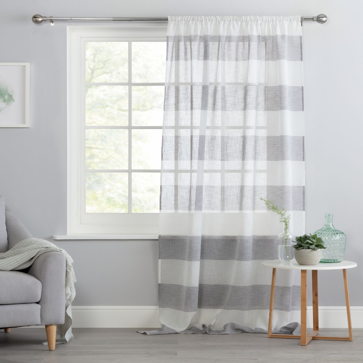 Habitat grey voile curtain 140x229cm, UK version