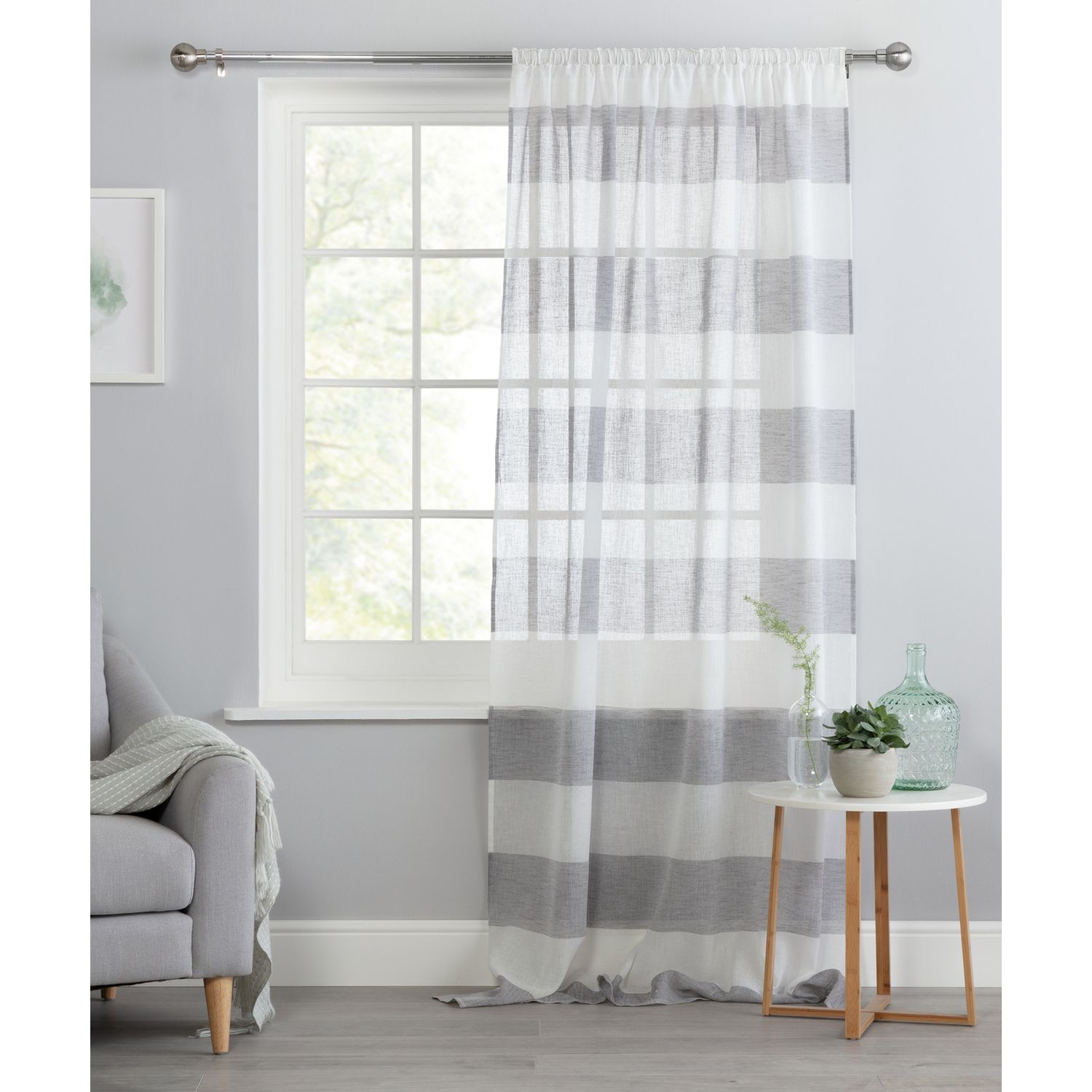 Habitat grey voile curtain 140x229cm, UK version