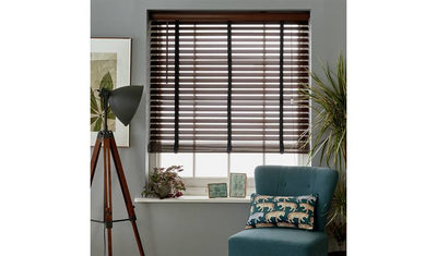 Habitat Wooden Brown 50mm Slat Venetian Tape Blind - 60cm