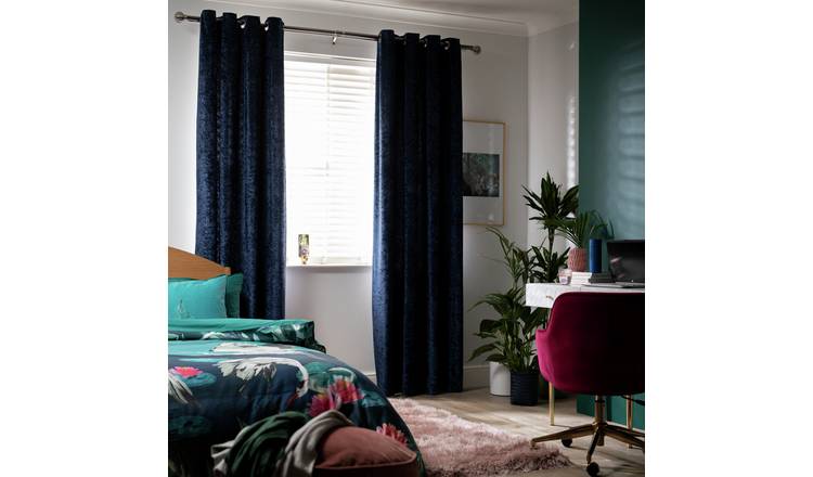 Argos Home Velvet Eyelet Curtains Ink 229x229cm - British product