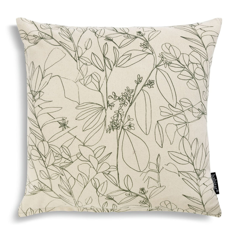 Habitat floral print cushion white green 43x43cm, UK version