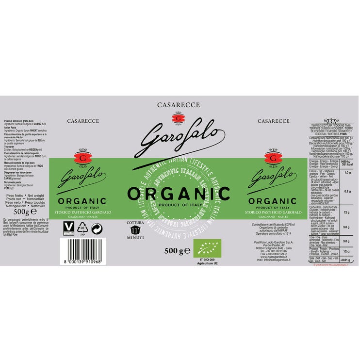 Garofalo Organic Pasta Variety Pack 6 x 500g, UK version