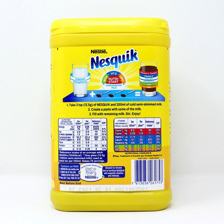 Nesquik chocolate powder 1kg, imported from the UK