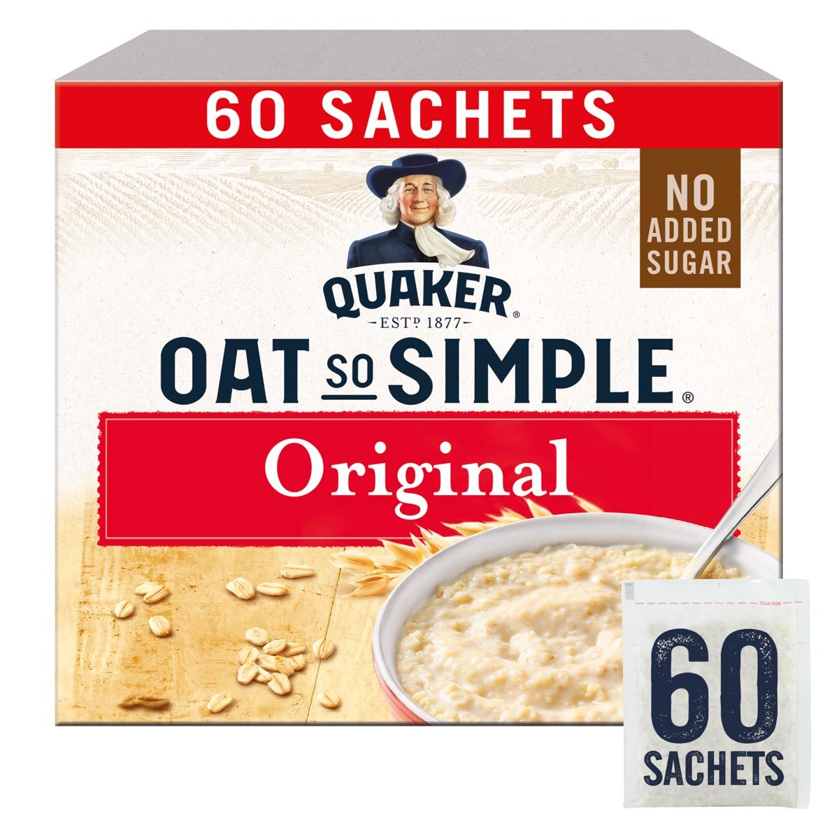 Quaker Original instant oats 60 x 27g, imported from the UK