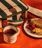 Insulated Striped Sandwich Box with Front Pocket and Handle, 23cm x 28cm x 9cm