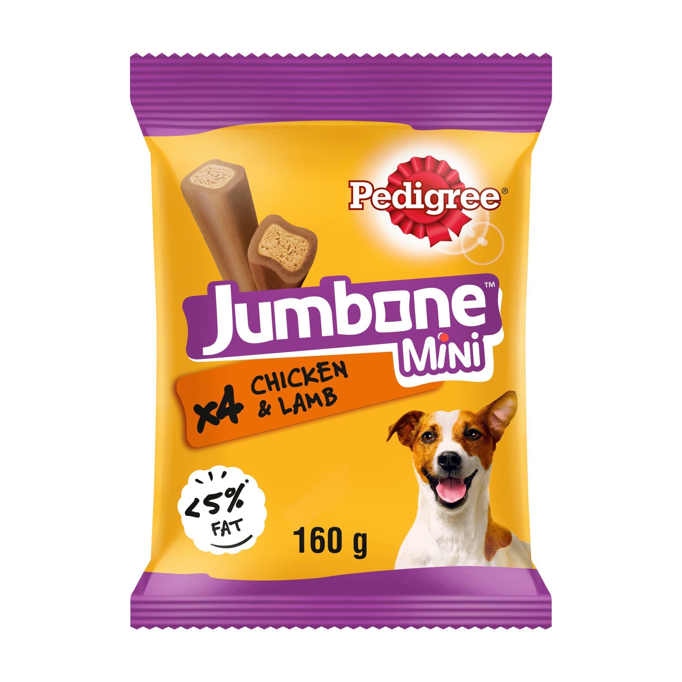 Pedigree Jumbone Mini Adult Small Dog Treats Chicken & Lamb Chews x4 160g GOODS Sainsburys   