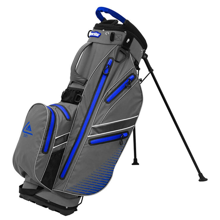Longridge Elements waterproof stand bag in grey and blue, imported from the UK