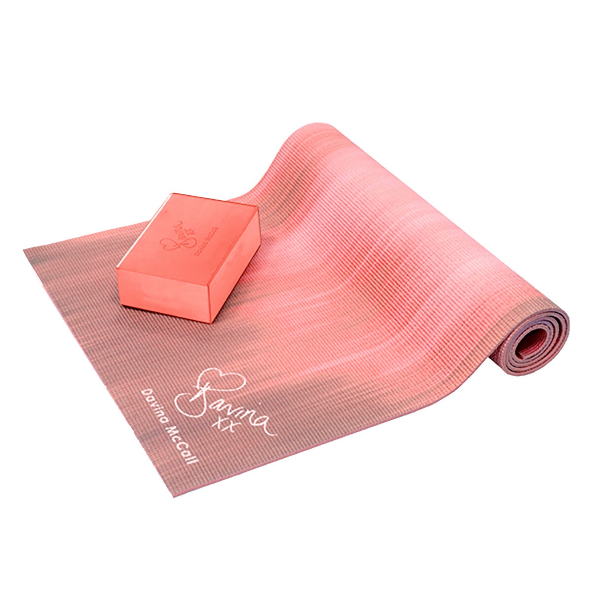 Davina McCall yoga mat and block set orange, imported from the UK