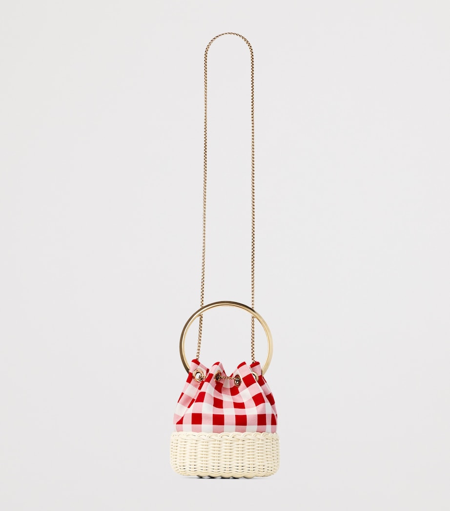 Jimmy Choo Bon Bon canvas raffia top-handle bag, UK version