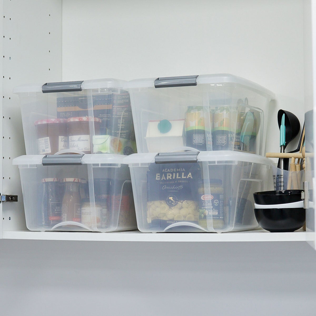 IRIS OHYAMA storage boxes with lids 15L 4 pack - British product
