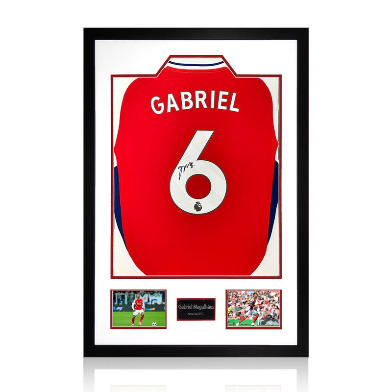 Gabriel Magalhães Arsenal 24/25 Signed Framed Shirt, including 2 Photos