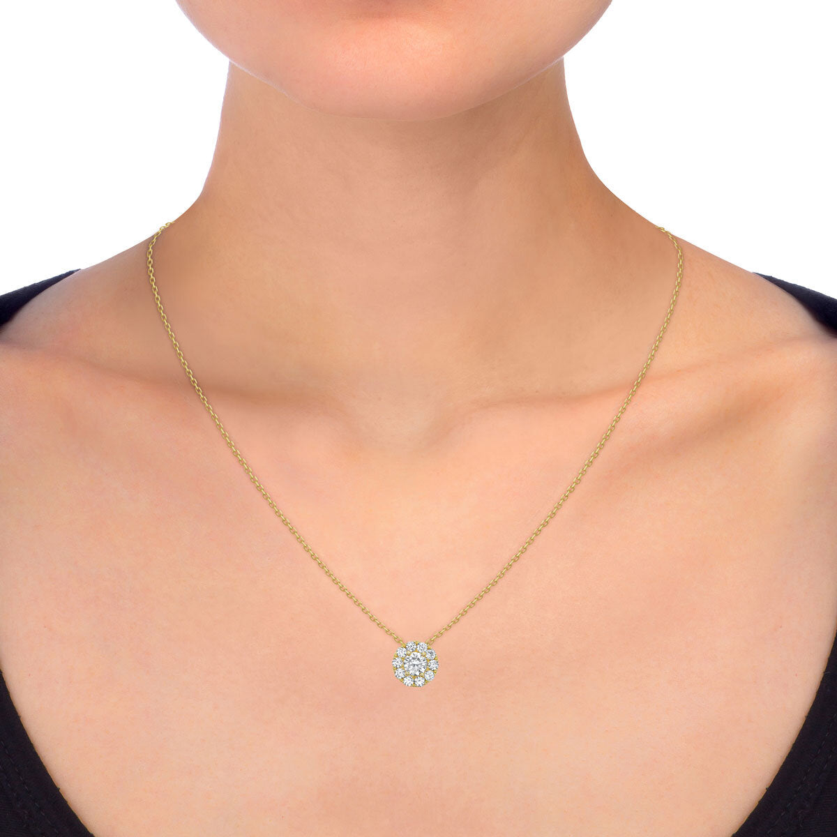 Costco 1.35ct diamond halo pendant 14ct gold, imported from the UK