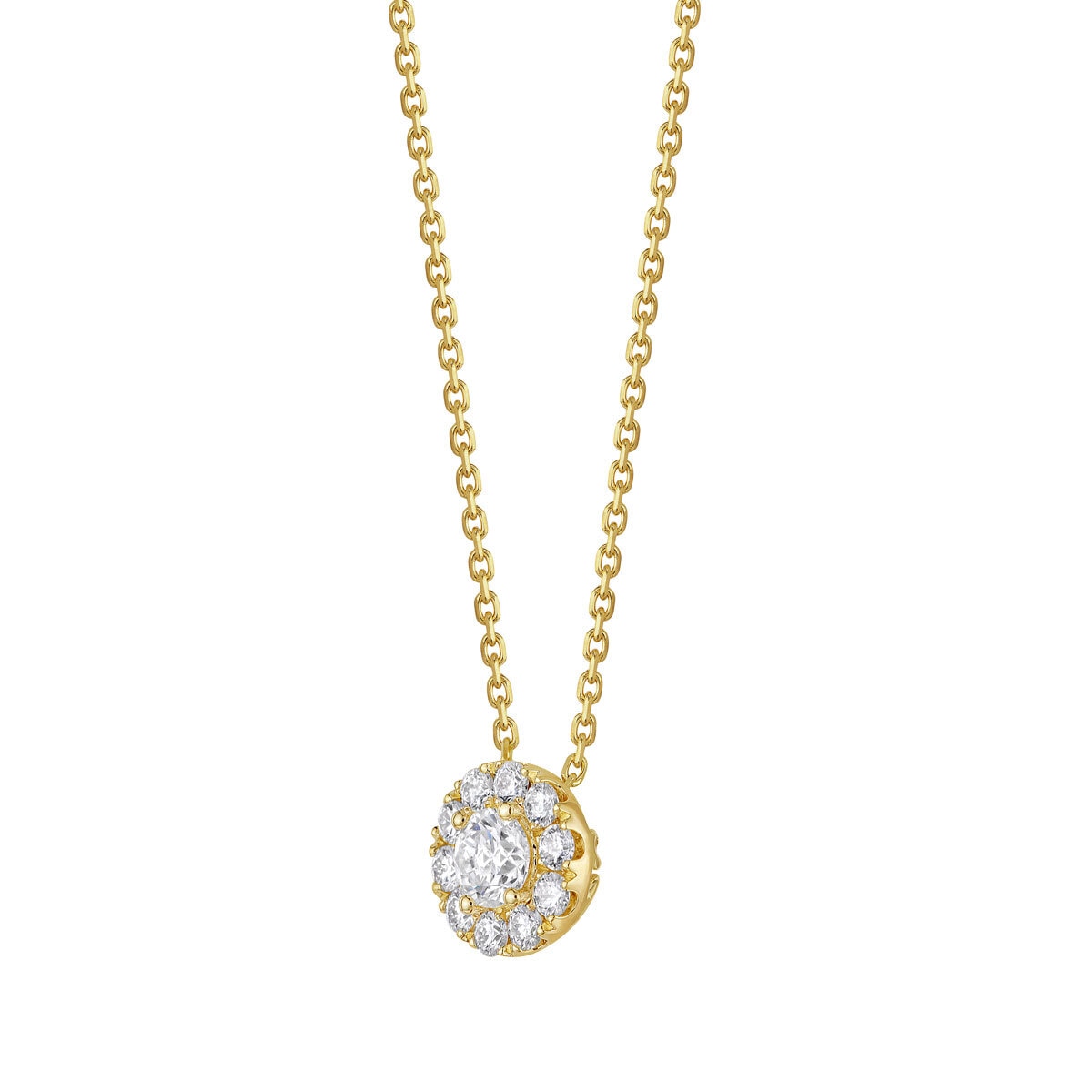 Costco 1.35ct diamond halo pendant 14ct gold, imported from the UK