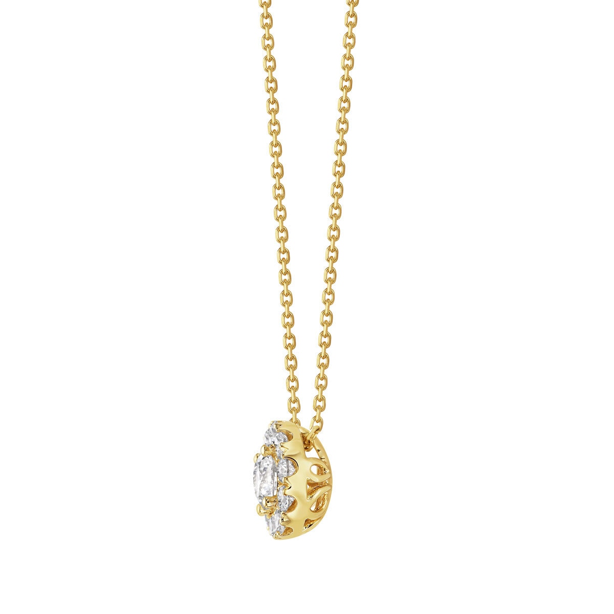 Costco 1.35ct diamond halo pendant 14ct gold, imported from the UK