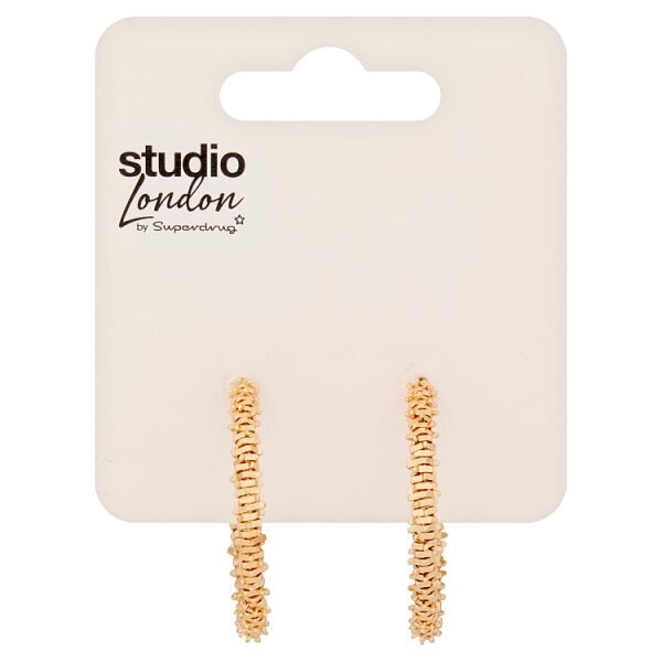 Superdrug Studio Gold Tone Texture 40 MM Hoops