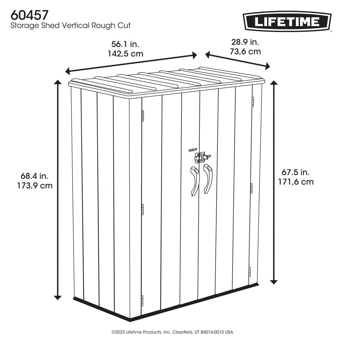 Lifetime 4ft 6" x 2ft 4" (1.4 x 0.7m) Vertical 1,510 Litre Storage Shed with Shelving GOODS Costco UK