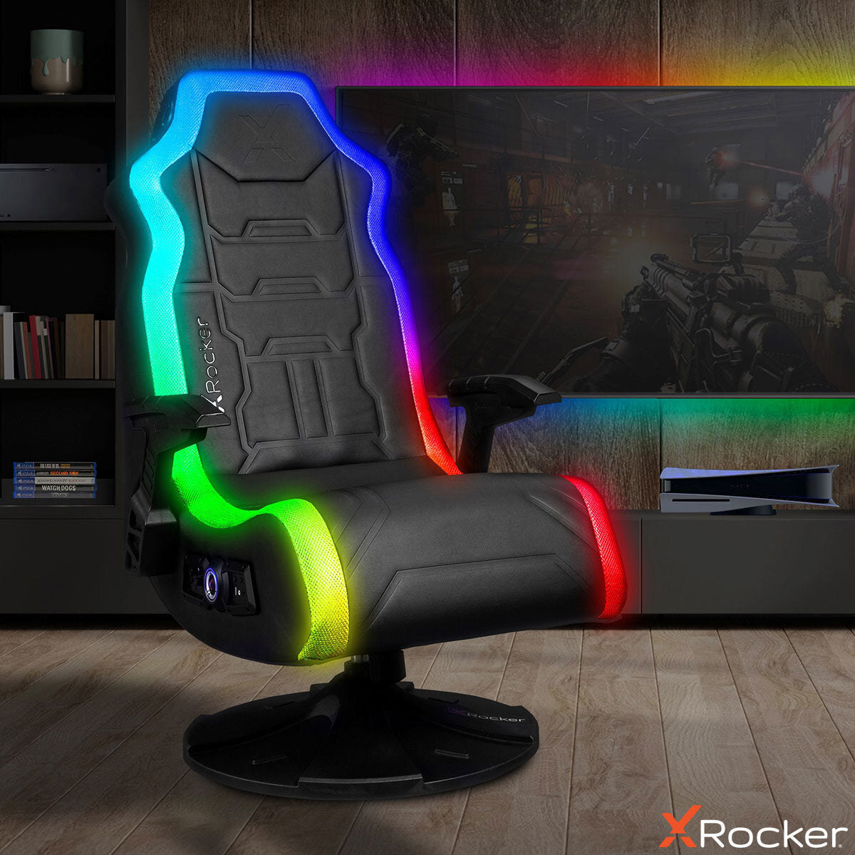 X Rocker Aurora 2.1 Wireless RGB Gaming Chair with LED Lights GOODS Costco UK