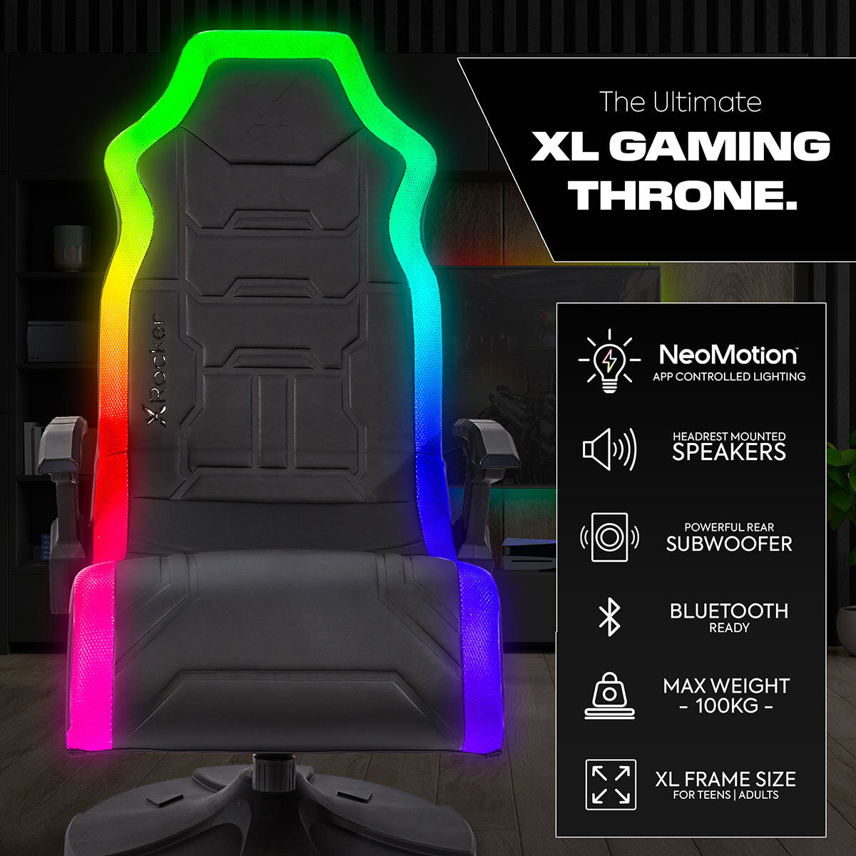 X Rocker Aurora 2.1 Wireless RGB Gaming Chair with LED Lights GOODS Costco UK