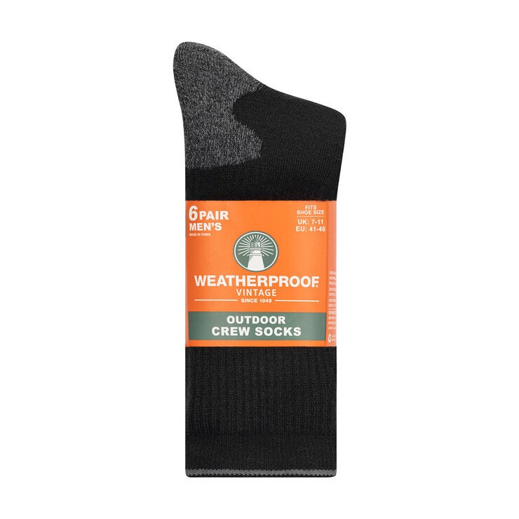 Weatherproof Men's Crew Socks 6 Pack (British brand)