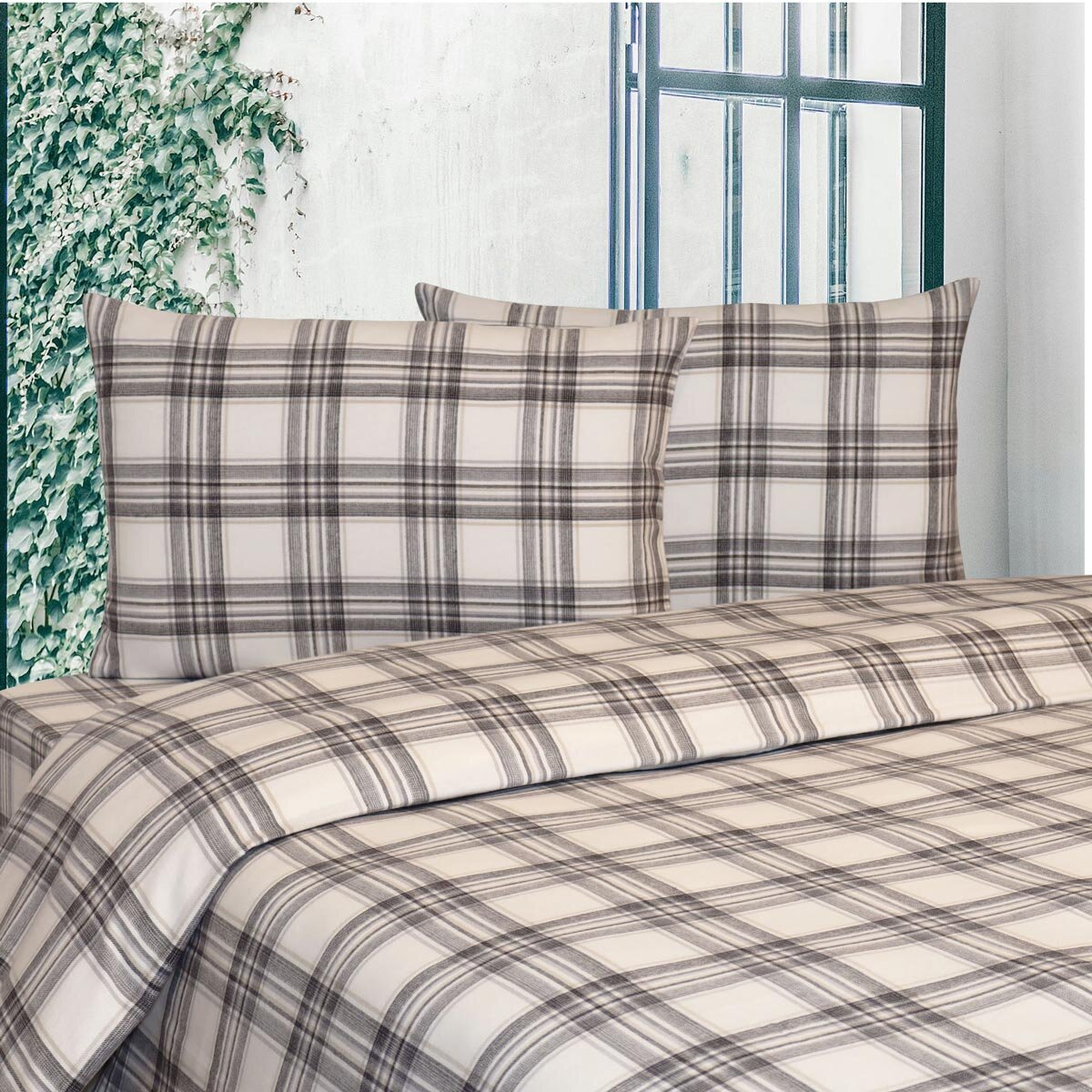 Portuguese Flannel Cotton 4 Piece Double Duvet Set, in 4 colours GOODS Costco UK