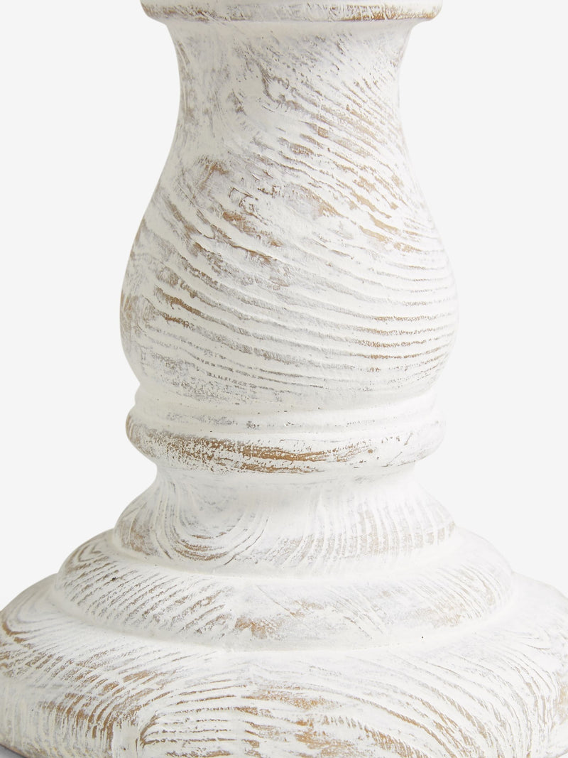 White wash pillar candle holder with included candle (British brand)