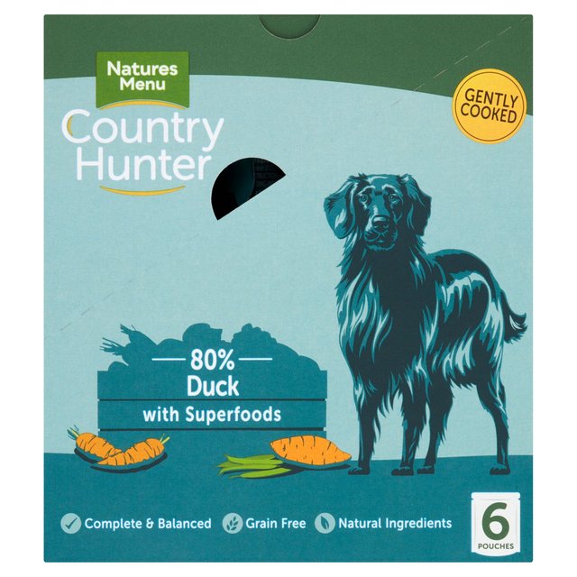 Natures Menu Country Hunter Duck Wet Dog Food Pouches   6 x 150g