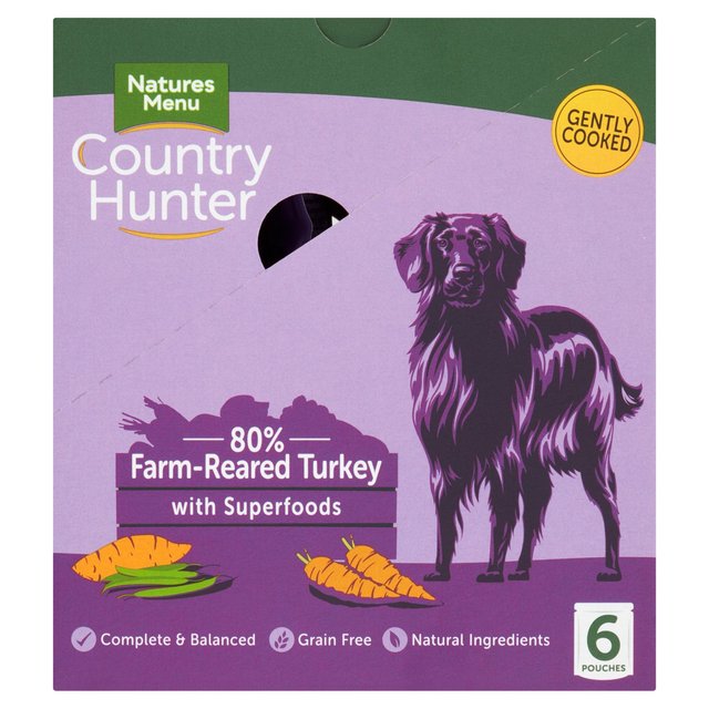 Natures Menu Country Hunter Turkey Wet Dog Food Pouches   6 x 150g