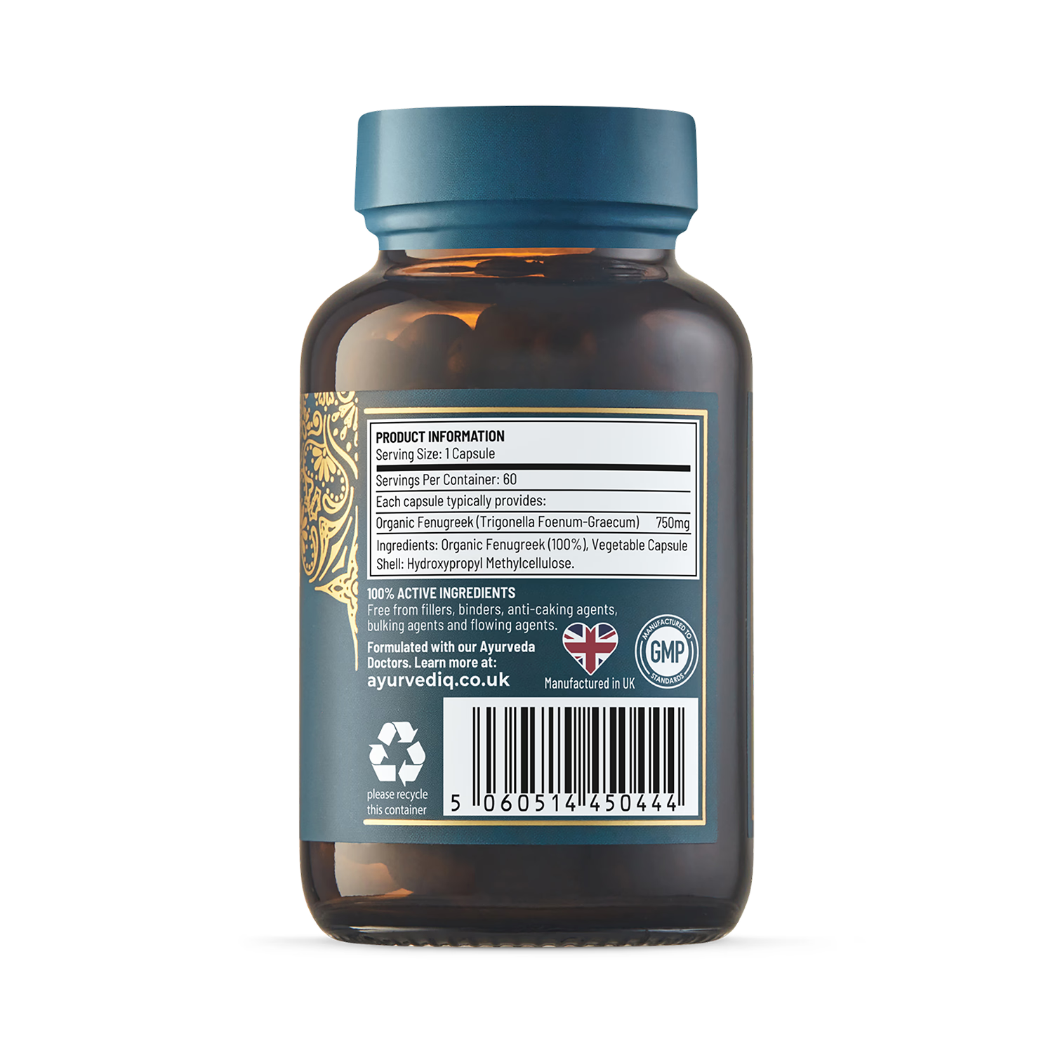 Ayurvediq Organic Fenugreek Capsules 60 capsules (British brand)