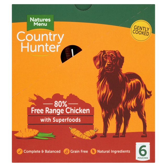 Natures Menu Country Hunter Chicken Wet Dog Food Pouches   6 x 150g