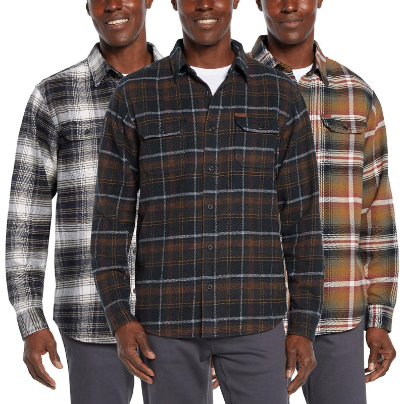 Orvis men's flannel shirt in blue, brown, grey, imported from the UK