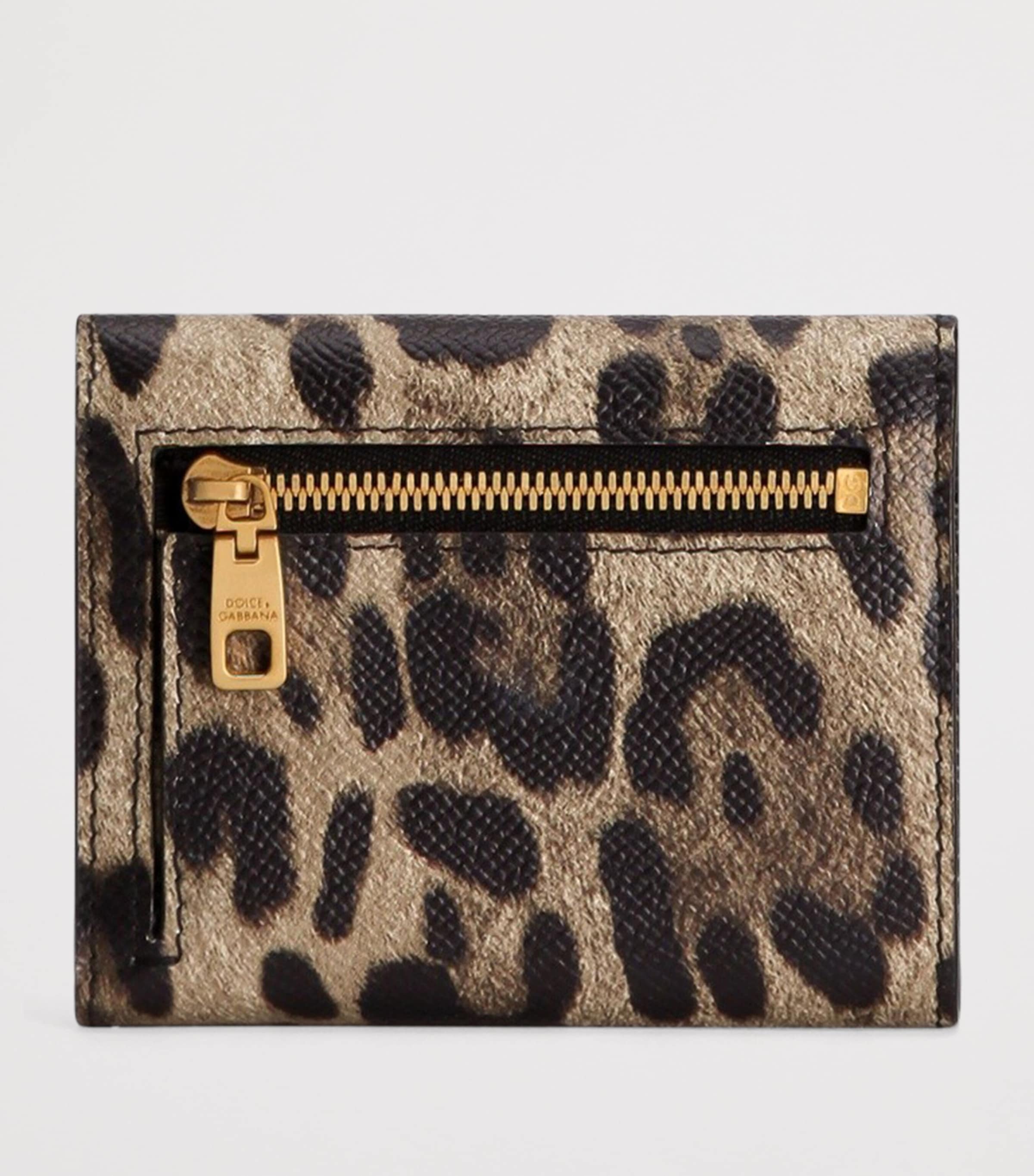 Dolce&Gabbana leather wallet with French flap and leopard print - British product