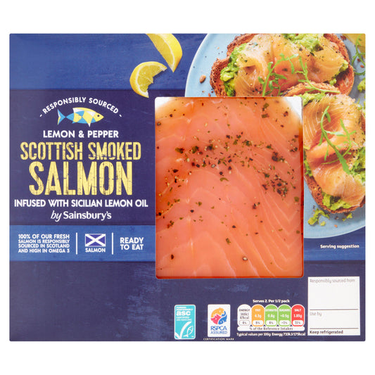 Sainsbury's ASC Scottish Smoked Salmon with Sicilian Lemon Oil & Pepper 100g (Ready to eat) GOODS Sainsburys   