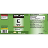 Kirkland Signature Vitamin E 400IU supplement 500 count, UK version