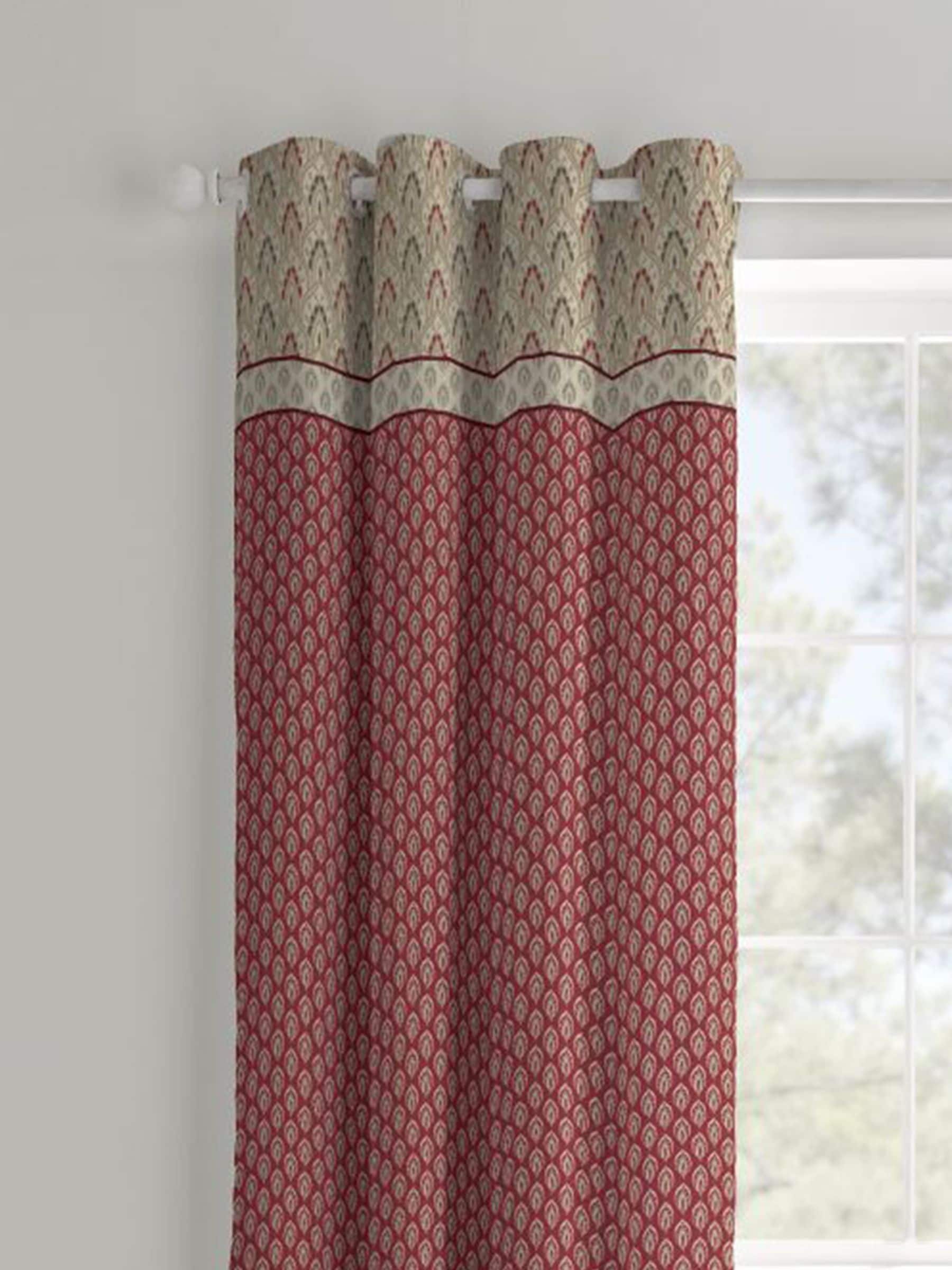 Catherine Lansfield Red Kashmir Lined Eyelet Curtains