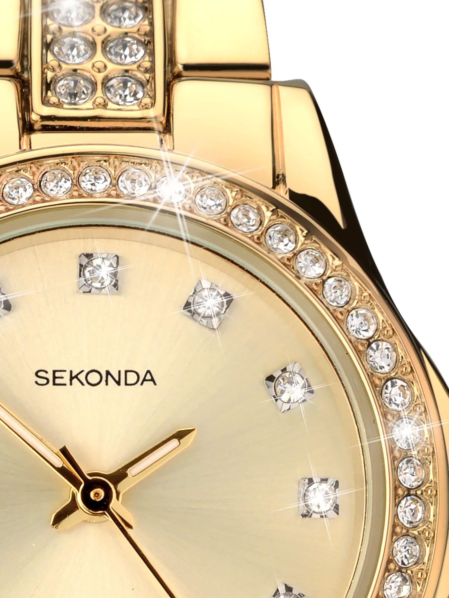 Gold plated watch stone set champagne dial 27mm, imported from the UK