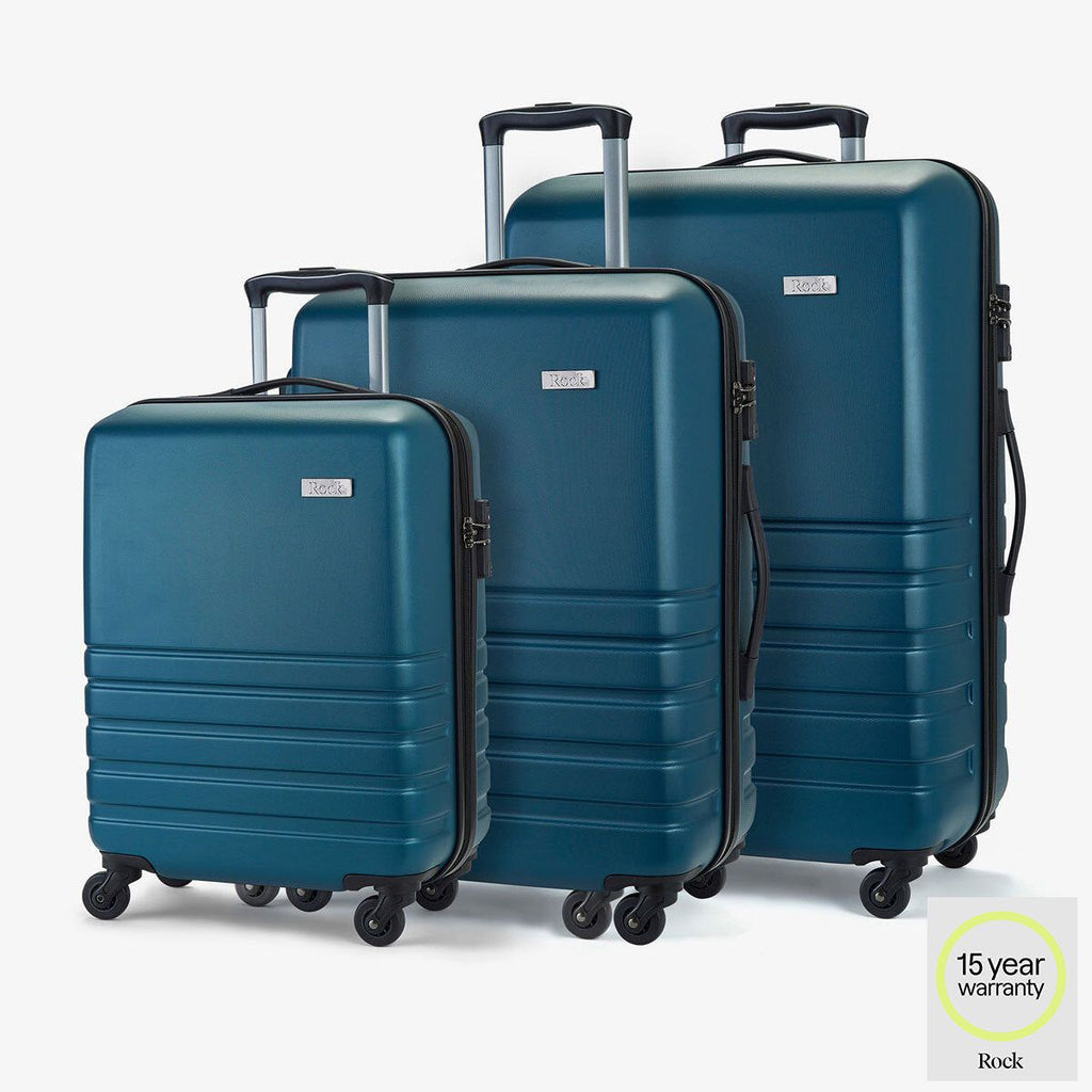 Rock Byron 3 Piece Hardside Luggage Set in Teal