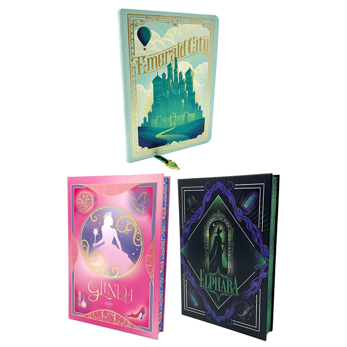 Wicked journal in three designs Glinda Elphaba Emerald City (British brand)