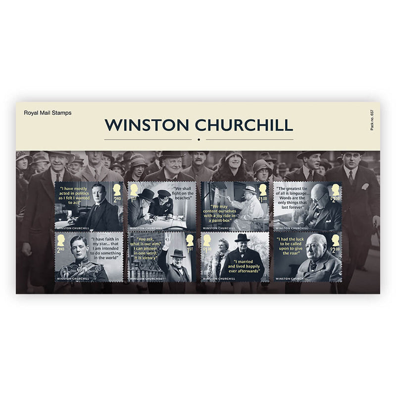 Royal Mail Winston Churchill stamp pack, imported from the UK