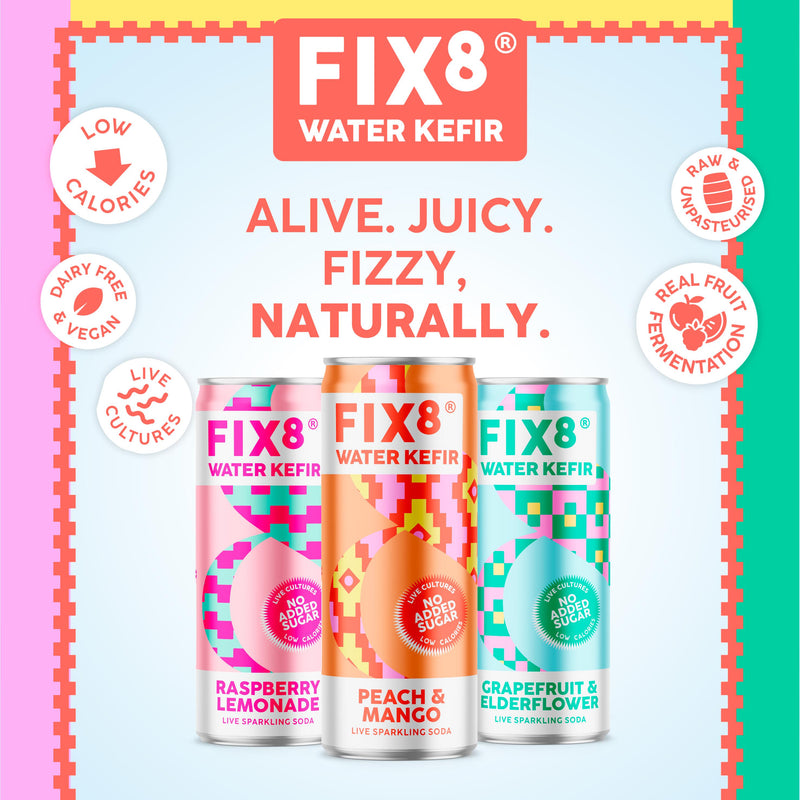 Fix8 water kefir grapefruit and elderflower 4x250ml - British product