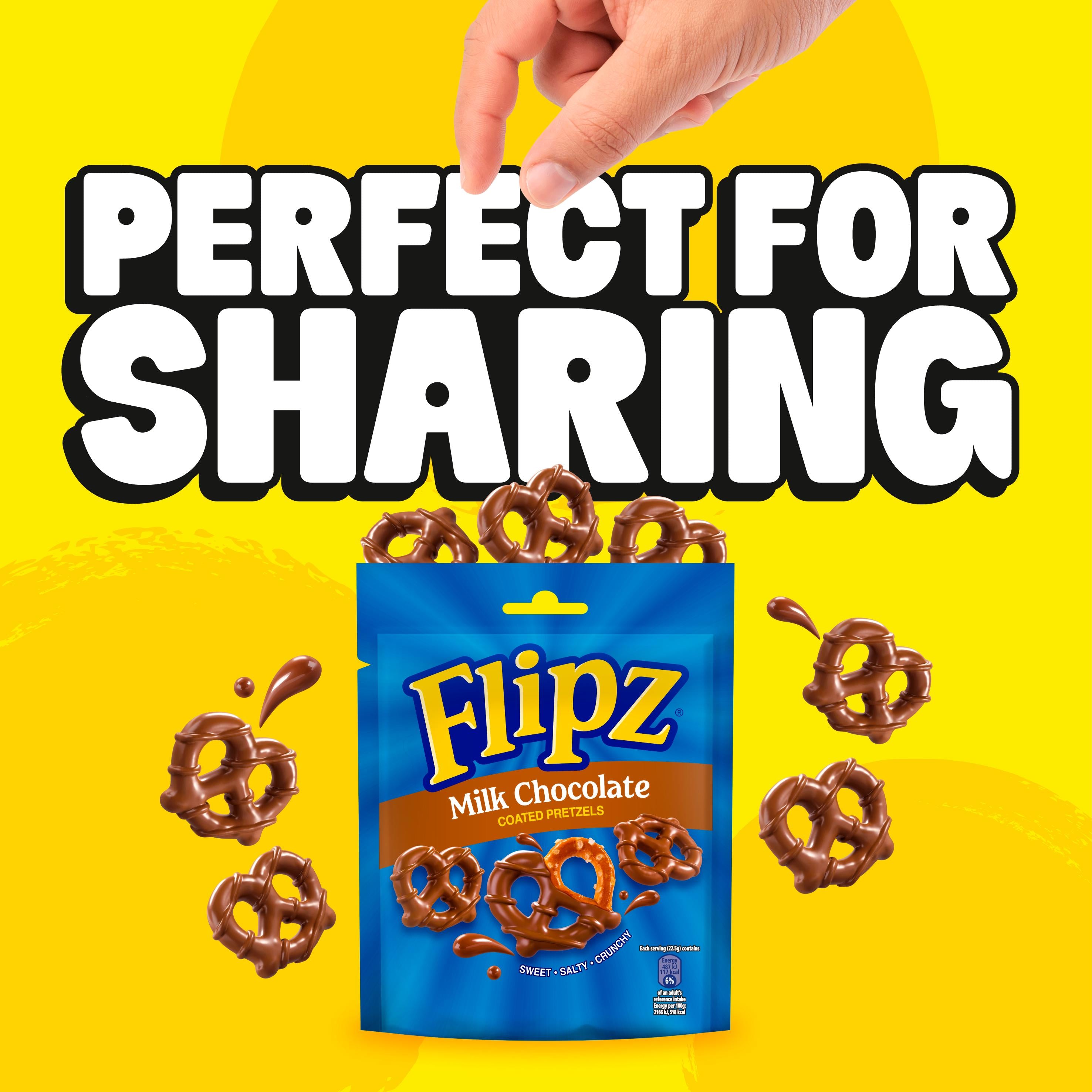Flipz milk chocolate covered pretzels 90g, imported from the UK