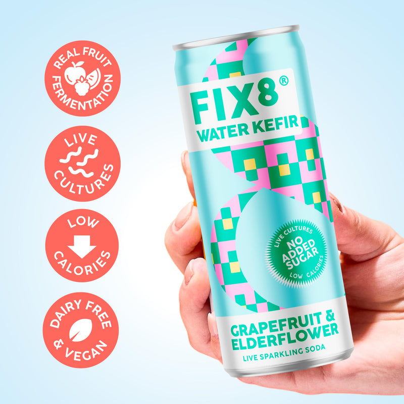 Fix8 water kefir grapefruit and elderflower 4x250ml - British product