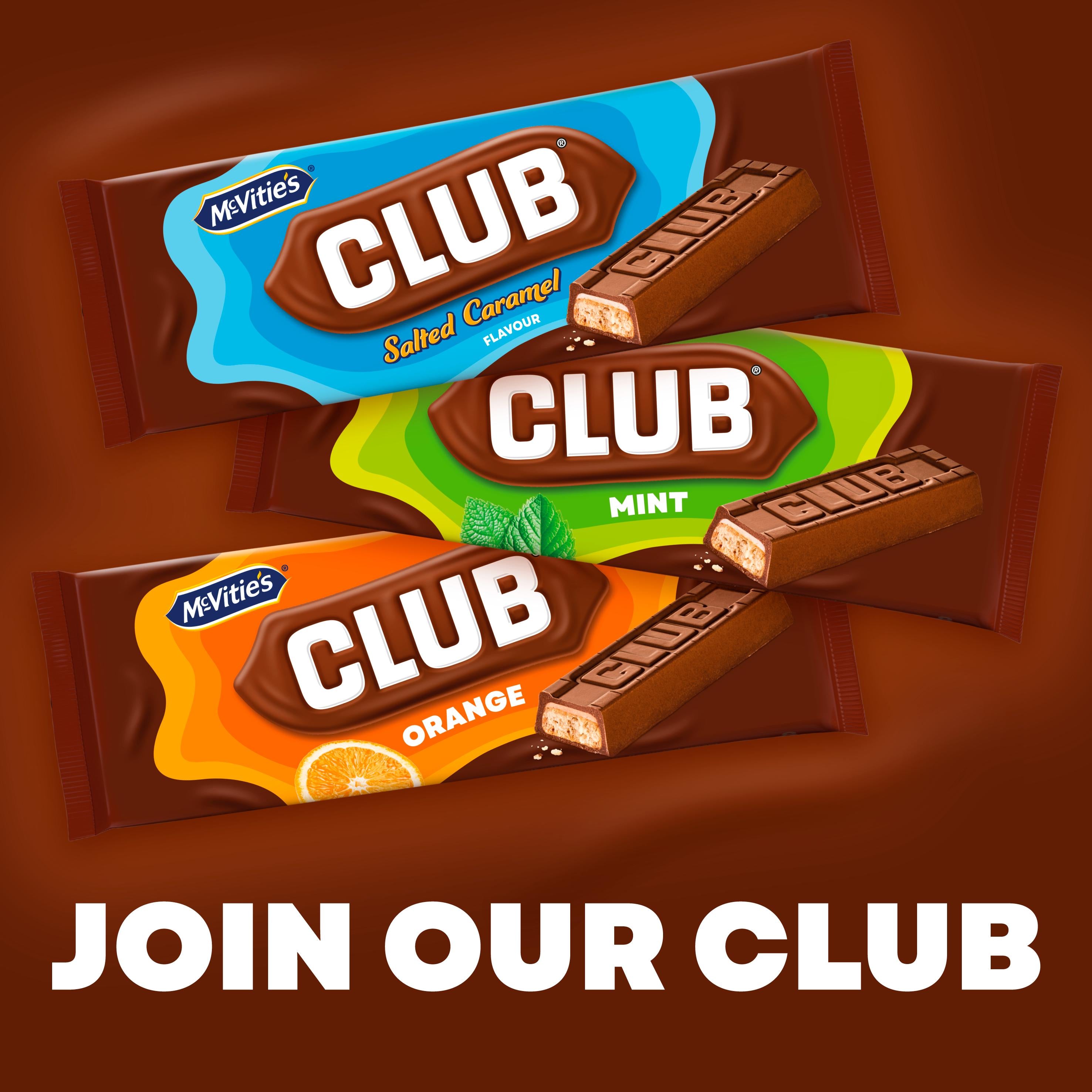 McVitie's Club Mint biscuit bars multipack 7 x 22g, imported from the UK