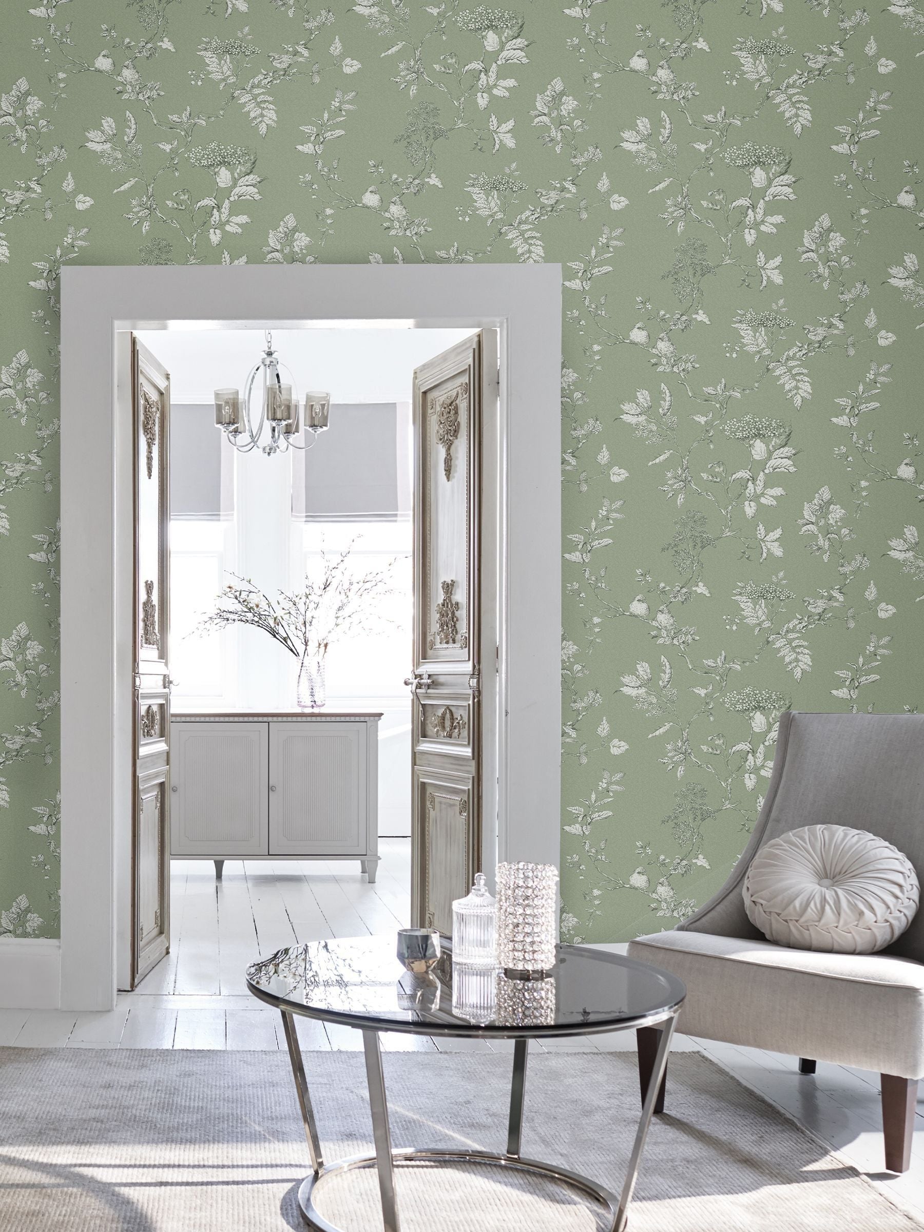 Laura Ashley Duck Egg Elderwood A4 Wallpaper Sample
