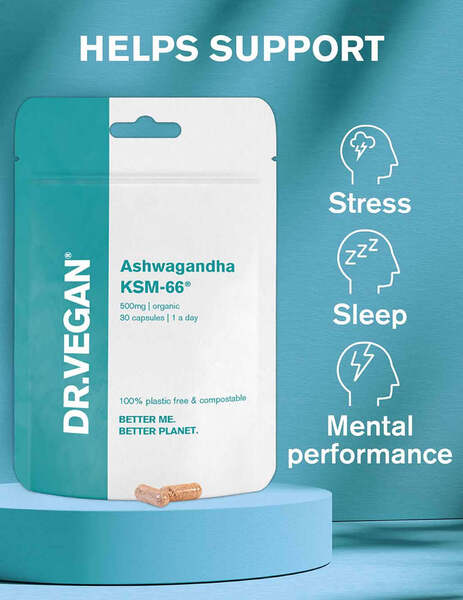 DR.VEGAN Ashwagandha KSM-66 supplement 30 day (British brand)