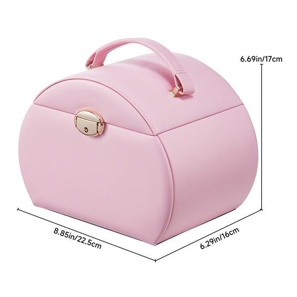 Livingandhome pink jewellery box with handle, UK version