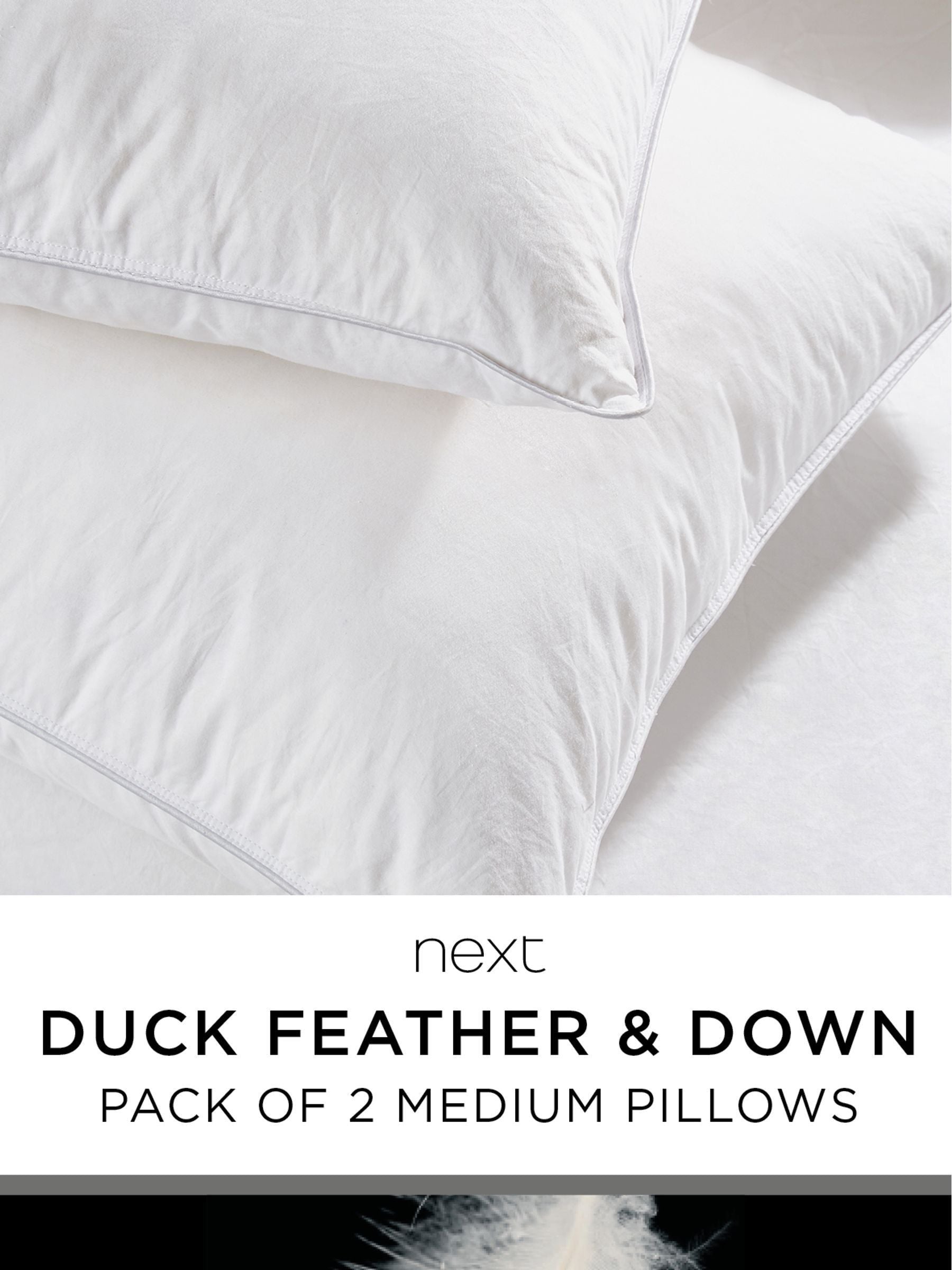 Medium duck feather pillows 50x75cm, imported from the UK